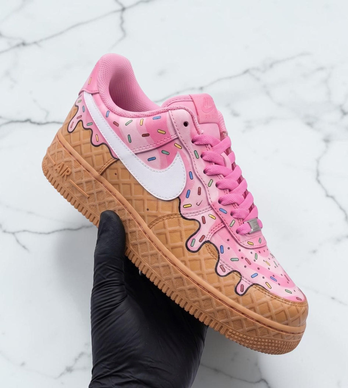 Custom Ice Cream Sneakers, Pink Donut Shoes, Hand Painted Dessert Sneakers, Cute Food Shoes, Personalized Gift for Her
