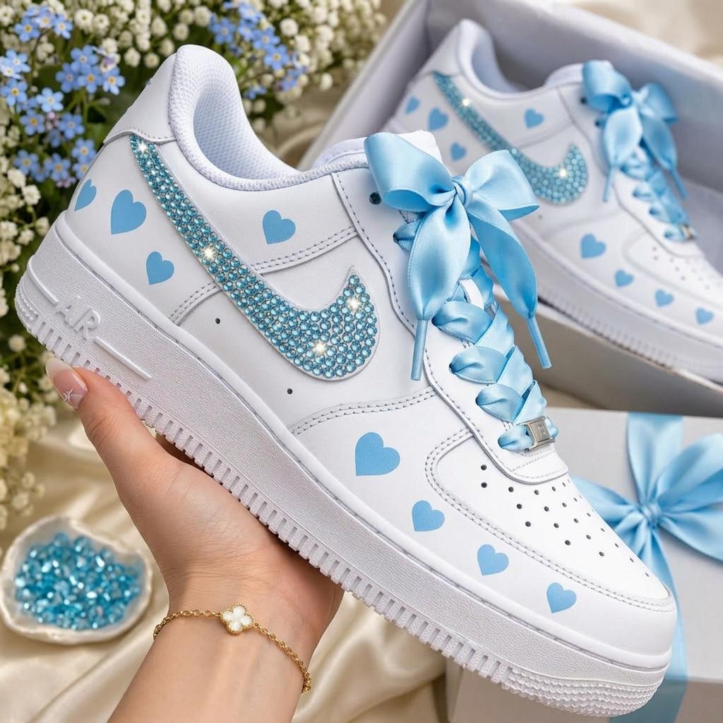 Yellow Custom Sneakers, Rhinestone Shoes, Heart Design, Hand Painted Sneakers, Gift for Her