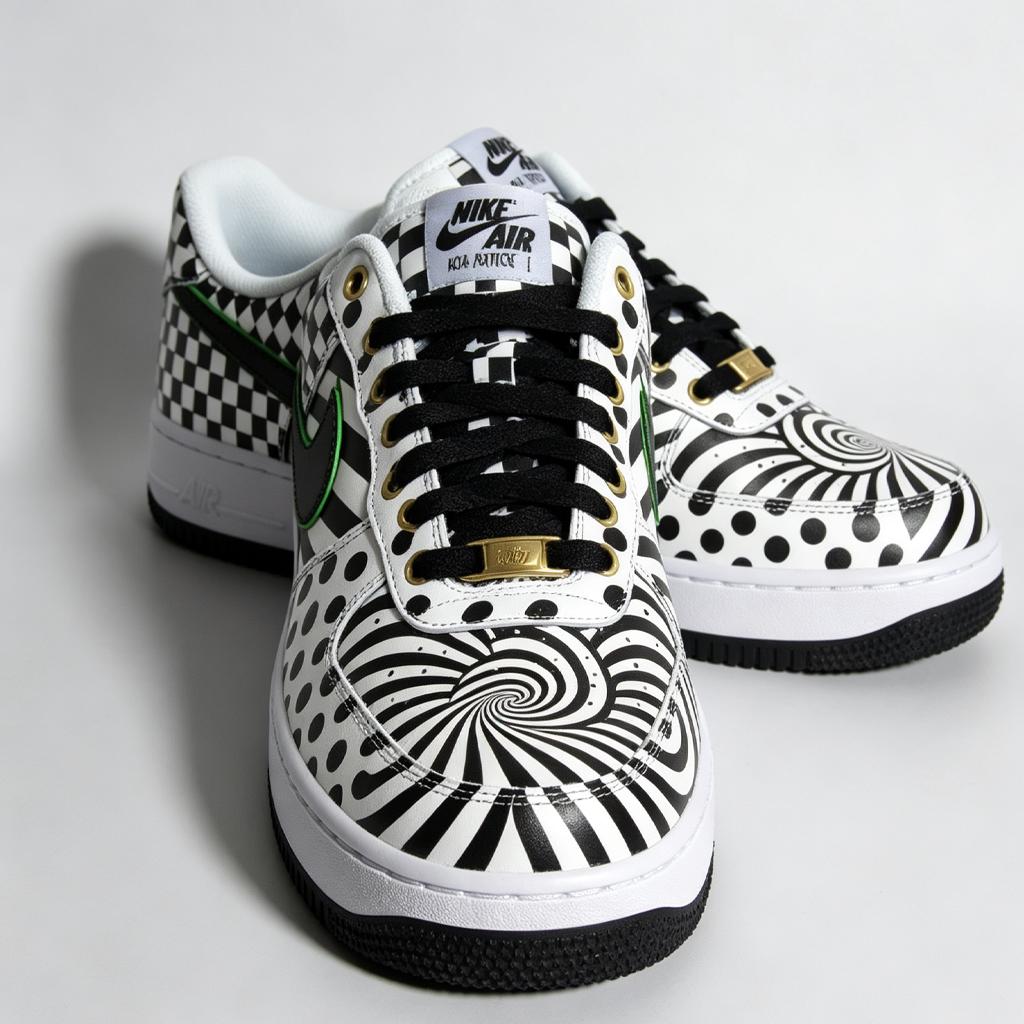 Custom White Air Force 1, Black&White Art, Hand Painted Sneakers,Streetwear Style,Geometric Lover Gift