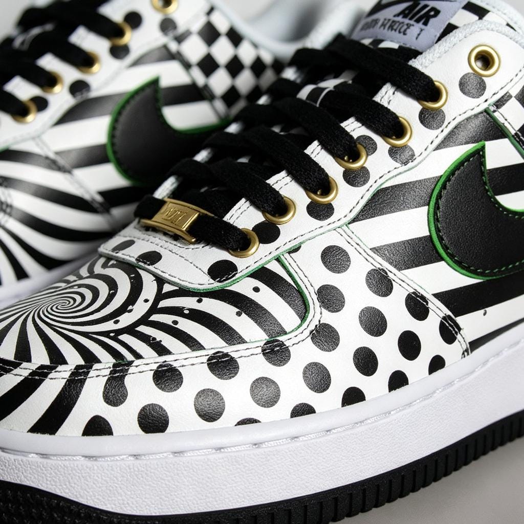 Custom White Air Force 1, Black&White Art, Hand Painted Sneakers,Streetwear Style,Geometric Lover Gift