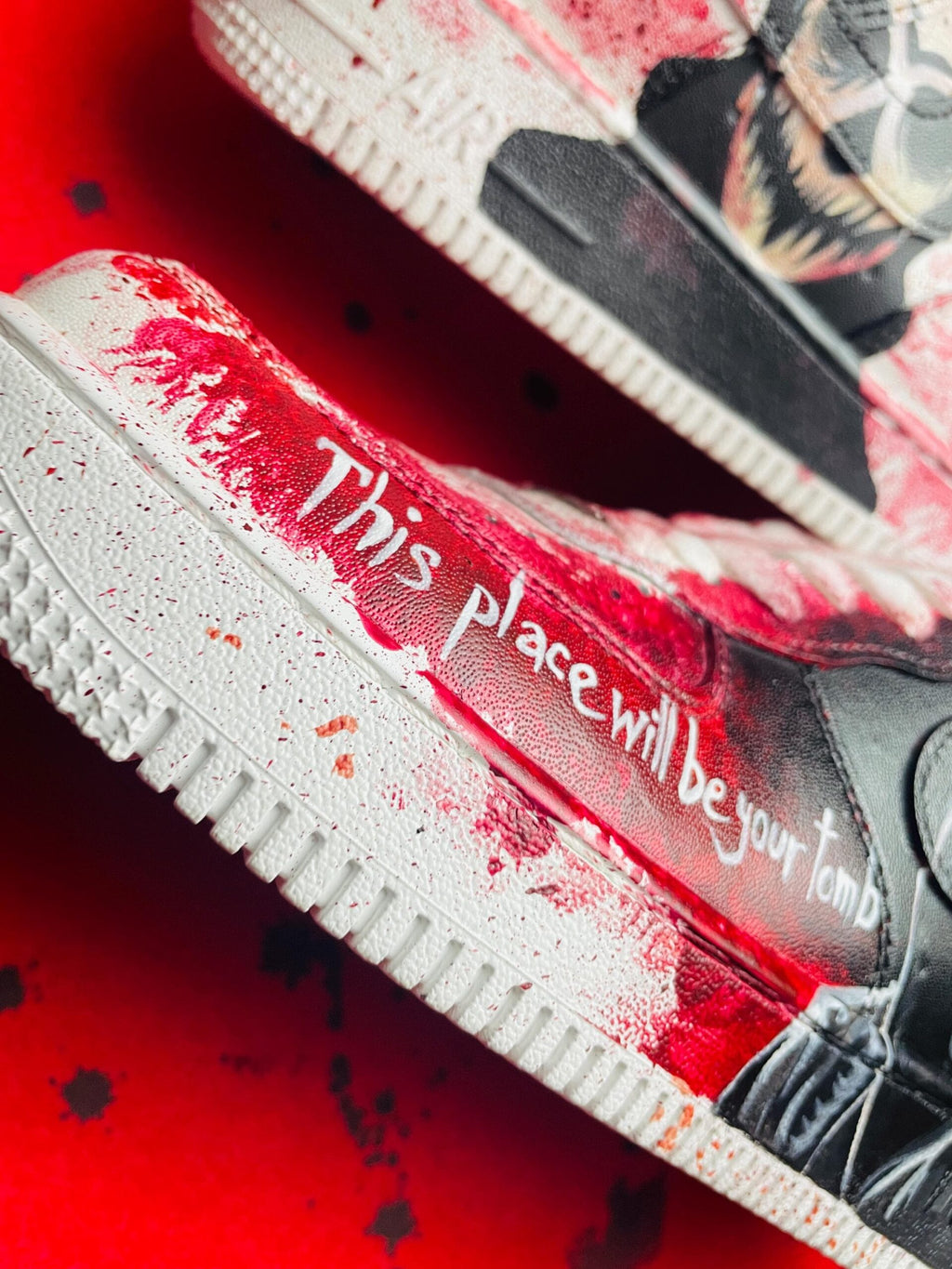 Custom Hand Painted AF1 Sneakers, Horror Skull Grim Reaper Shoes, Bloody Goth Halloween Art, Personalized Scary Movie Gift Men Women