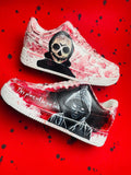 Custom Hand Painted AF1 Sneakers, Horror Skull Grim Reaper Shoes, Bloody Goth Halloween Art, Personalized Scary Movie Gift Men Women