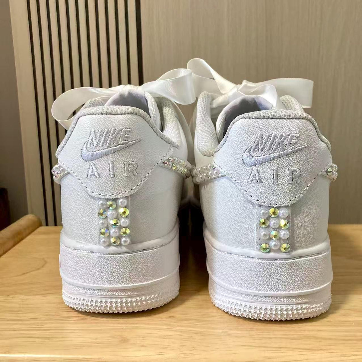 Custom Bride Pearl & Iridescent Rhinestone Sneakers, Personalized Bride Pearl Sneakers, Bridesmaid and Best Man Gift, Prom Wedding Shoes