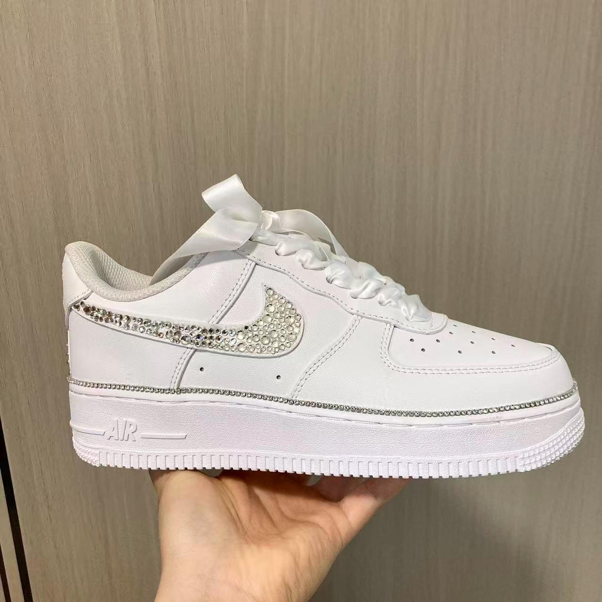 Custom Bride Silver Rhinestone Chain Trim Sneakers, Personalized Bride Rhinestone Sneakers, Bridesmaid and Best Man Gift, Prom Wedding Shoes