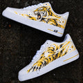 Custom Air Force 1,Tiger Hand Painted Sneakers,Yellow Mismatched Kicks,Anime Style Shoes,Tiger Design Art ,Gift For Him