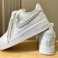 Custom Bride Pearl & Iridescent Rhinestone Sneakers, Personalized Bride Pearl Sneakers, Bridesmaid and Best Man Gift, Prom Wedding Shoes